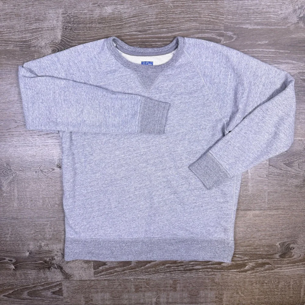 J Crew Vintage Fleece Sweatshirt Mens Large Gray Raglan Crewneck Pullover